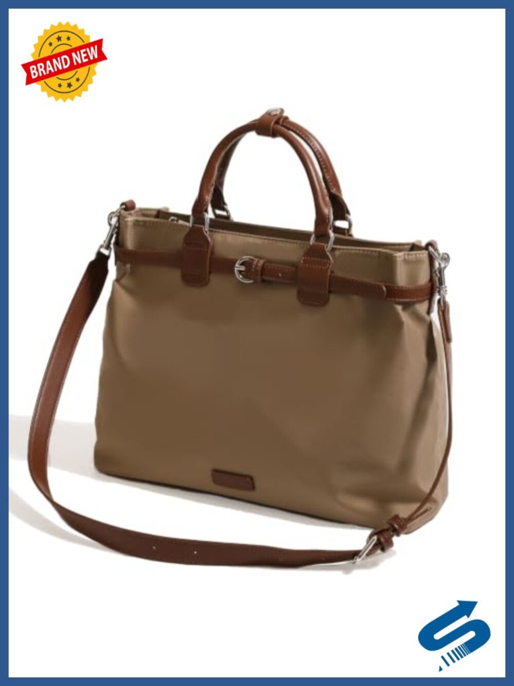 Nylon Laptop Tote Bag Convertible Backpack for Women with Padded Compartment